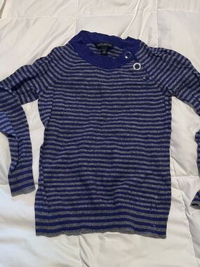Banana Republic women’s purple and Gray Stripe Button-Neck cashmere Sweater